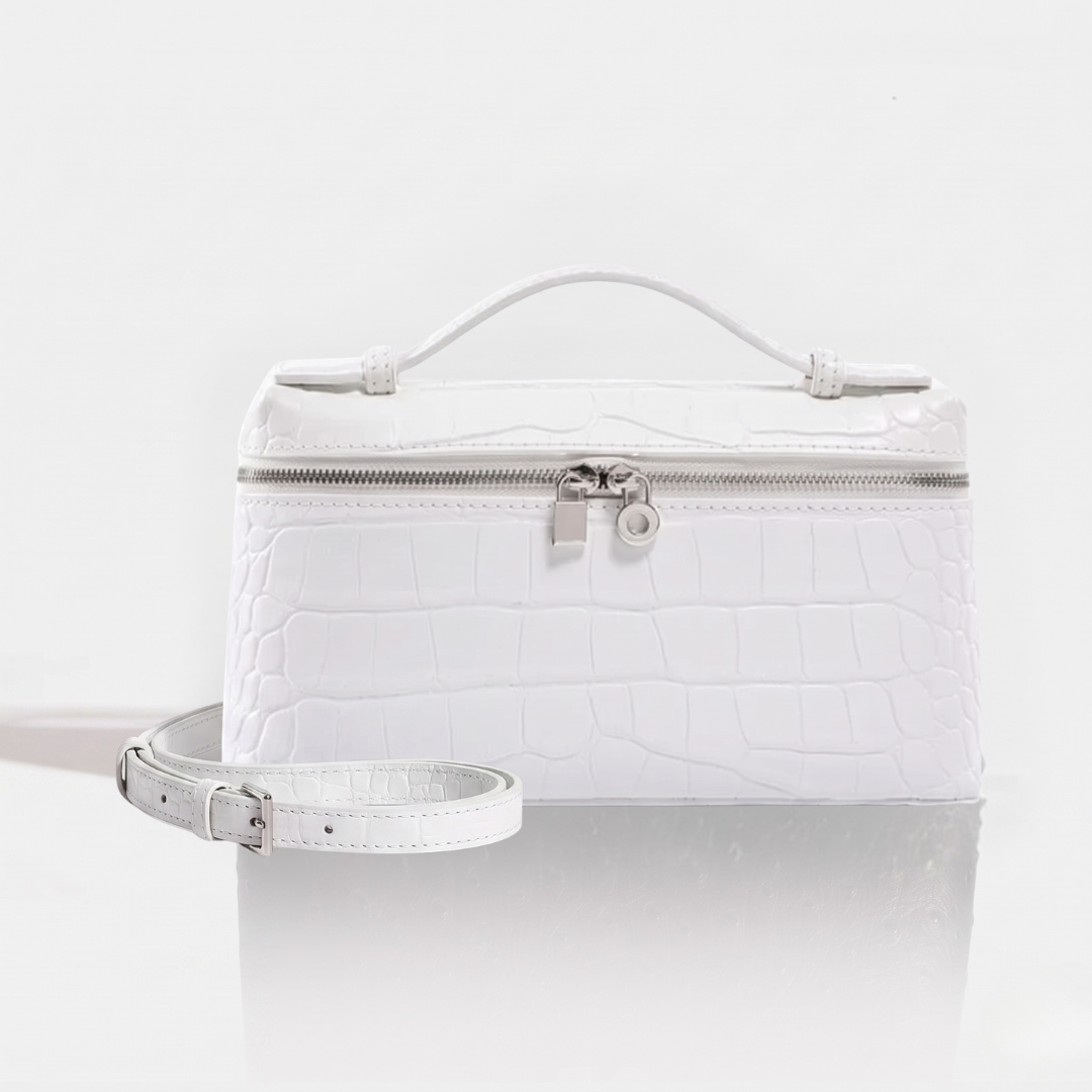 Sac cuir Léna "Croco blanc"