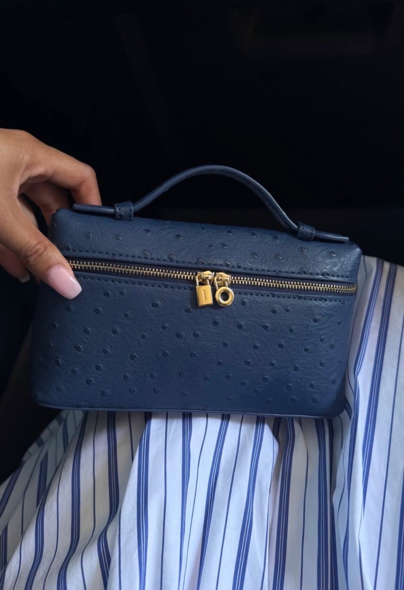Sac cuir Léna "Bleu autruche"