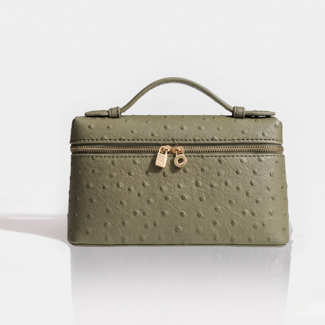 Sac cuir Léna "Verde autruche"