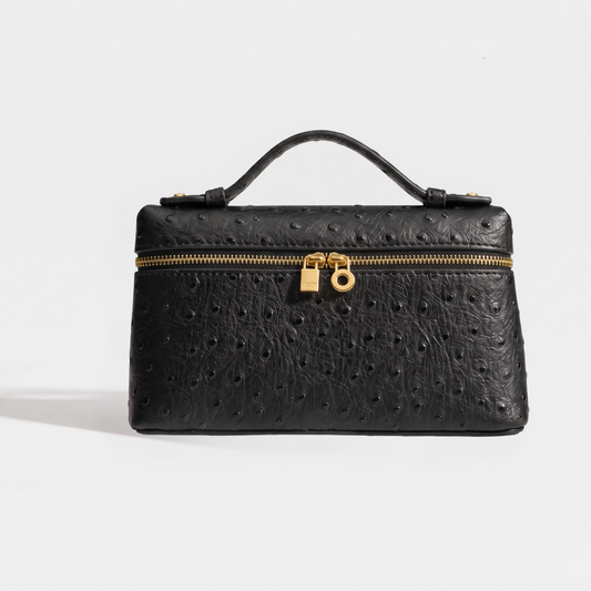 Sac cuir Léna "Black autruche"