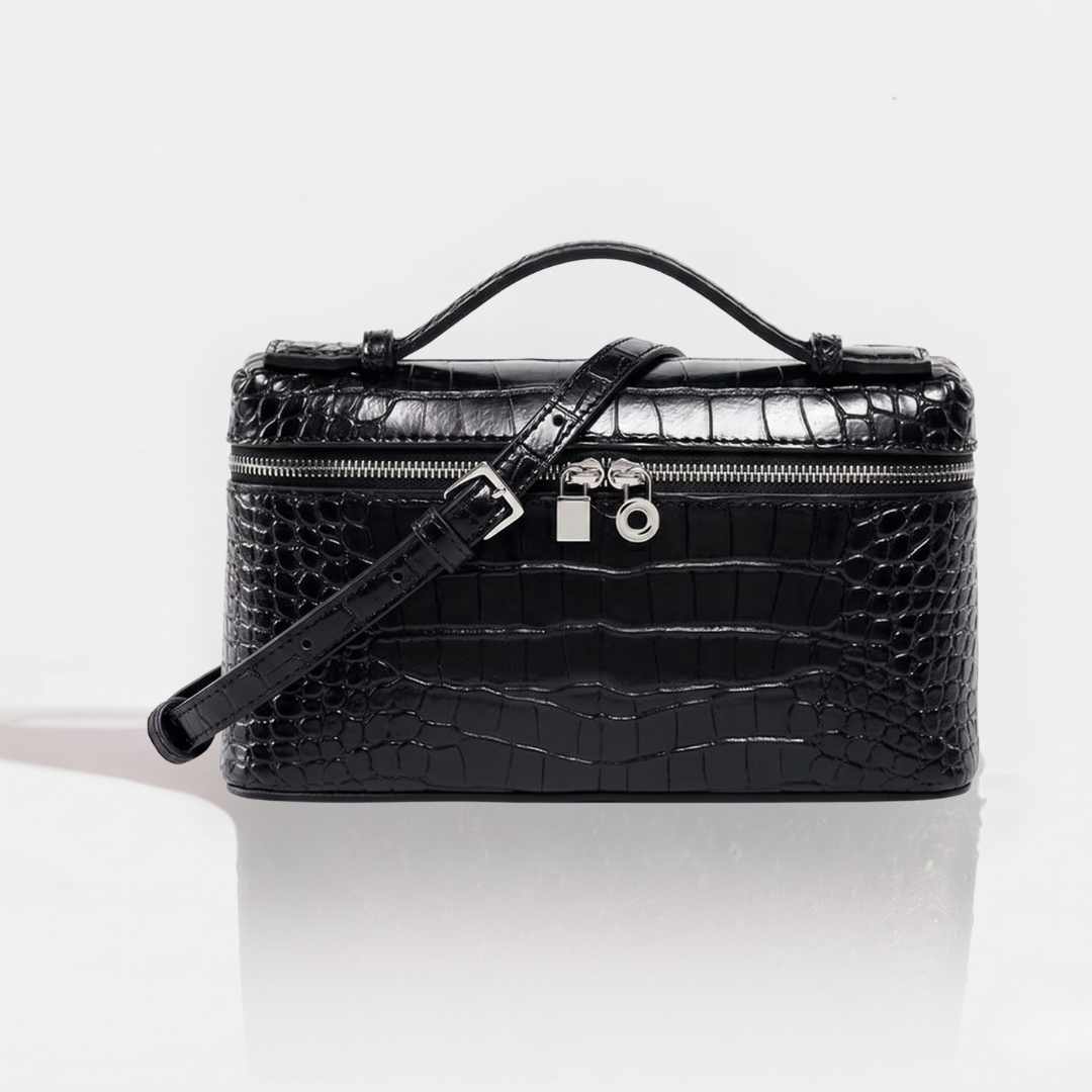 Sac cuir Léna "Croco noir"
