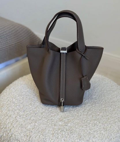 Sac cuir Moka "gris éléphant"