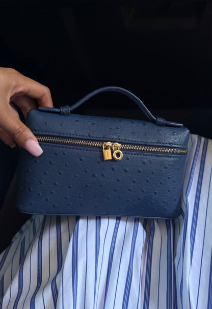 Sac cuir Léna "Bleu autruche"