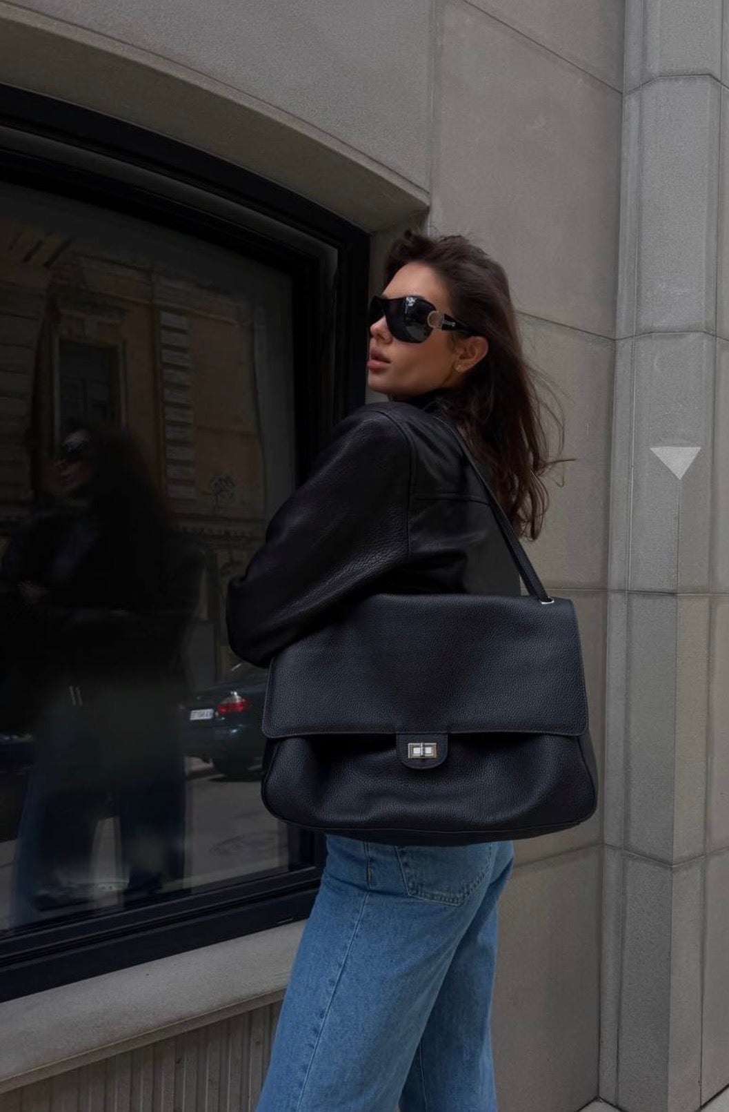 Sac cuir Lina noir