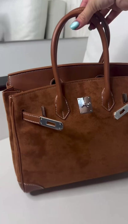 Sac cuir Alya "Suède Cacao "